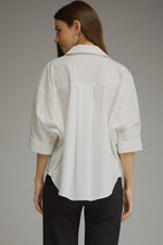 Classic White Collard Top with Gold Button Detail