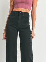 Just Black Denim PATCH POCKET WIDE LEG JEAN- Black