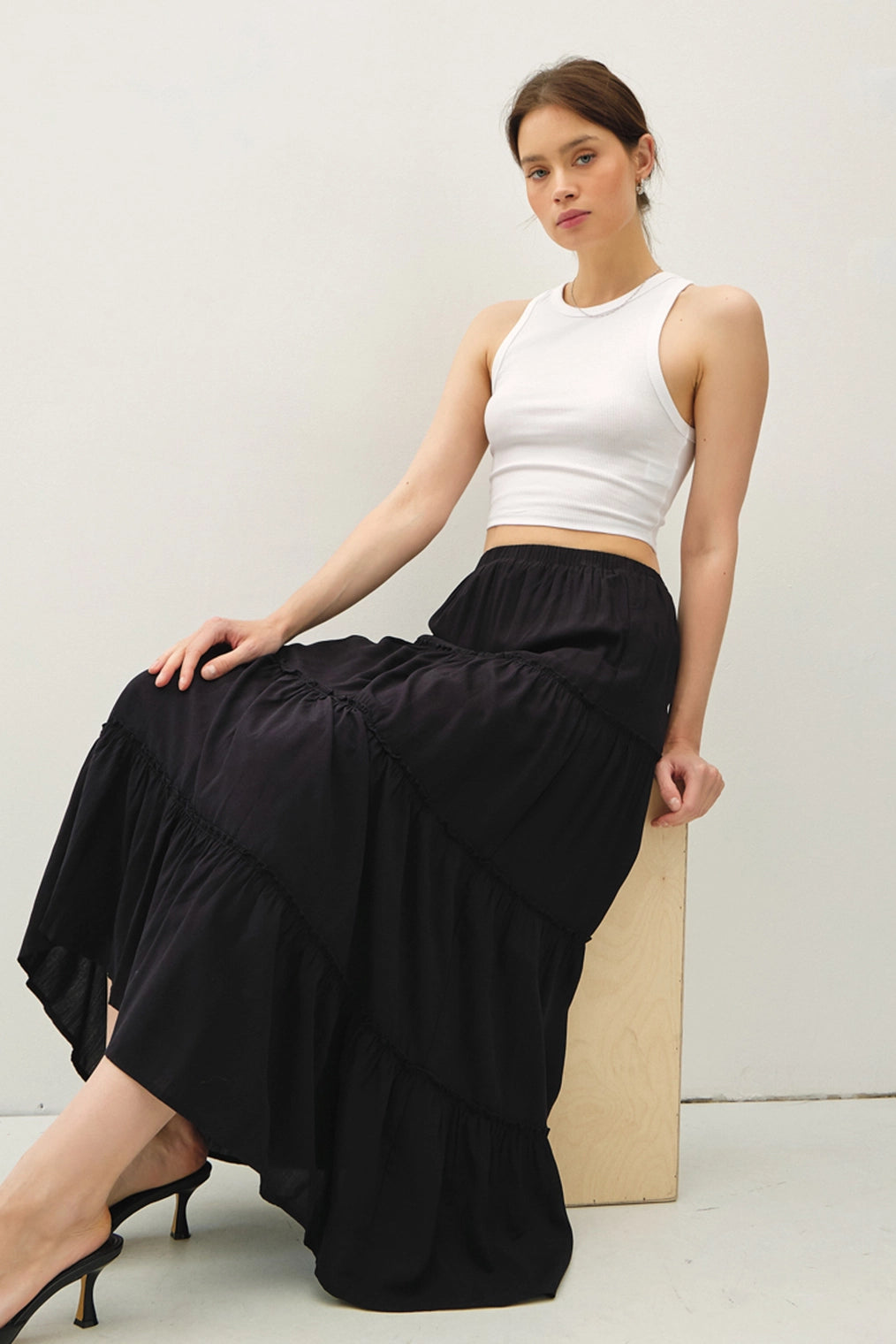 Taylor Tiered Maxi Skirt *available in BLACK or ECRU