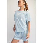 Blake Pigment Washed Cotton Shorts SET by Rae Mode- Light Blue