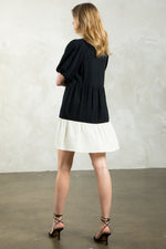 THML Puff Sleeve Colorblock Dress