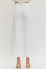 Callen White Wide Leg Cuff Pant