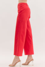 Penelope High Rise Wide Leg Pant in Red