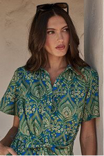 Nyra Paisley Valery Button Down Maxi Dress