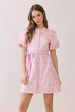 Celia Floral Eyelet Pattern Button Front Mini Dress