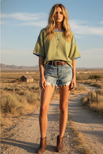 Striped Oversized Top- Yellow/Blue