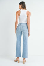 Slim Palazzo With Scissor Cut Hem by Just Black Denim- Light Wash