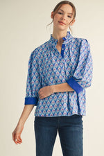 Nila Contrast Accent Boho Floral Top