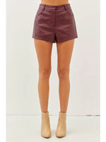 Weave Vegan Leather Shorts with PocketsAvailable in Maroon or Camel