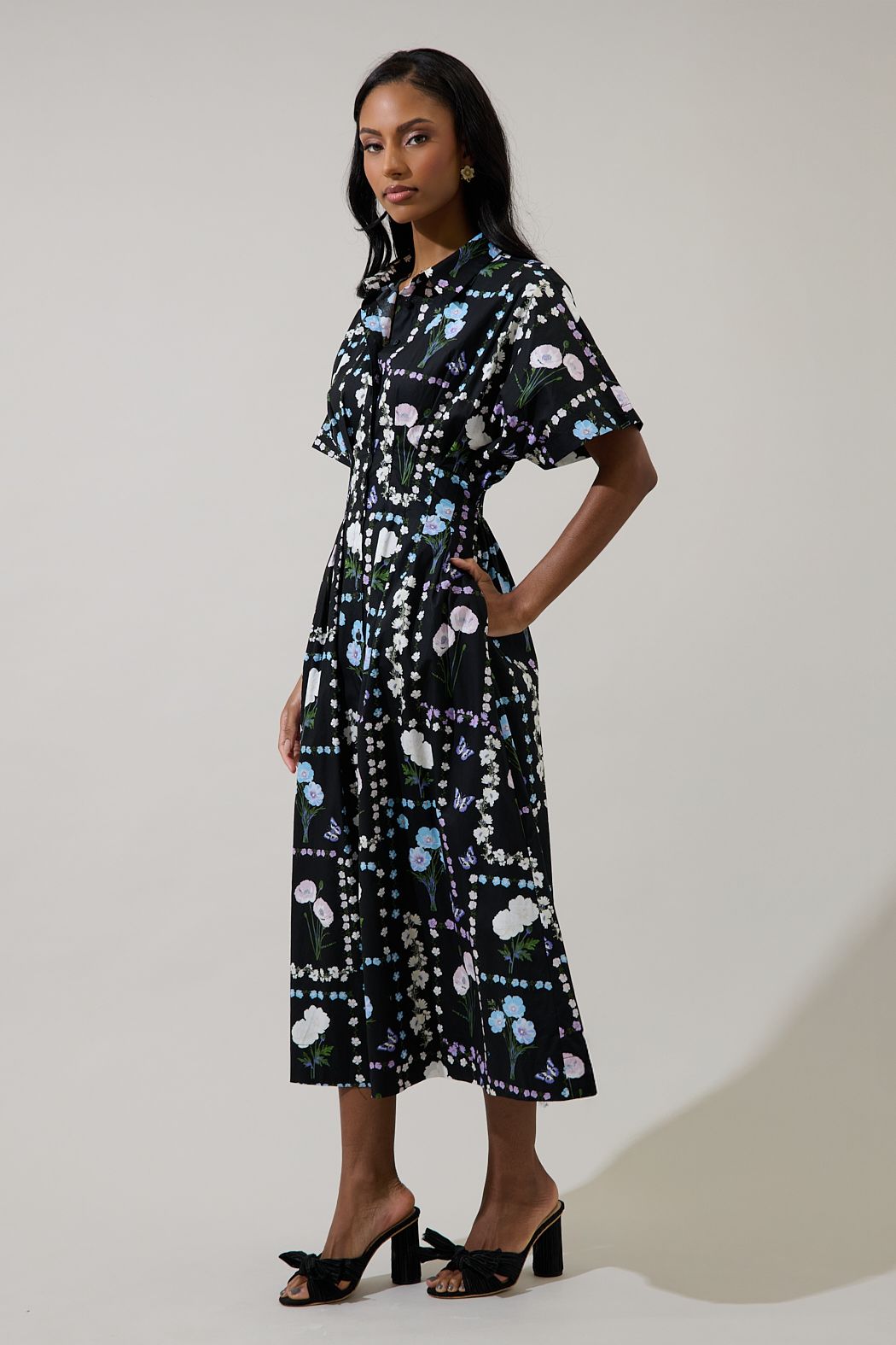 Wilderra Pleated Midi Dress Trevis Floral (XS-XL)