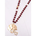Football Pendant Beaded Strap Necklace ( maroon or royal )
