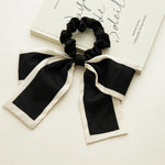 RETRO RIBBON BOW HAIR TIE- BLACK