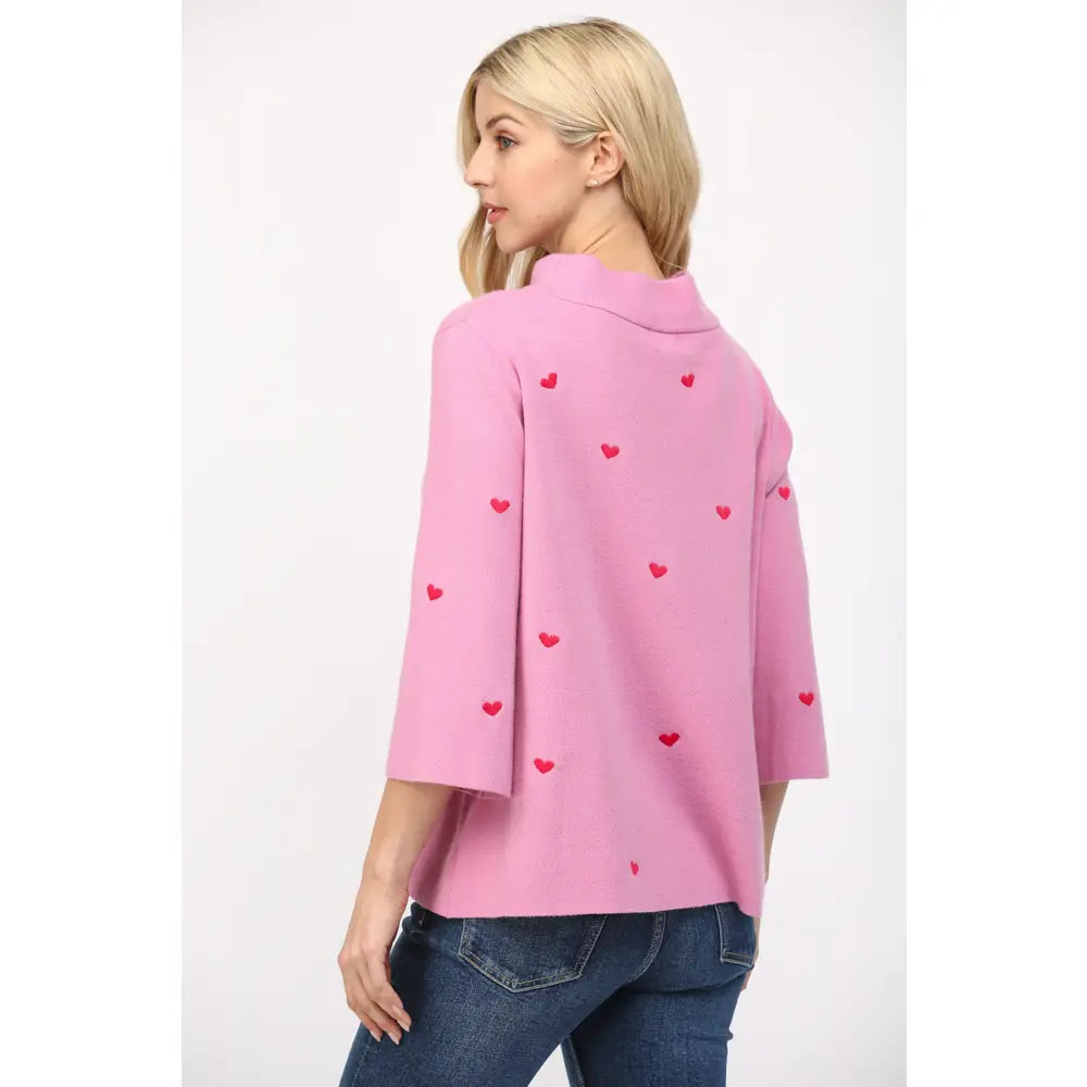 Heart Mock Neck Sweater by FATE