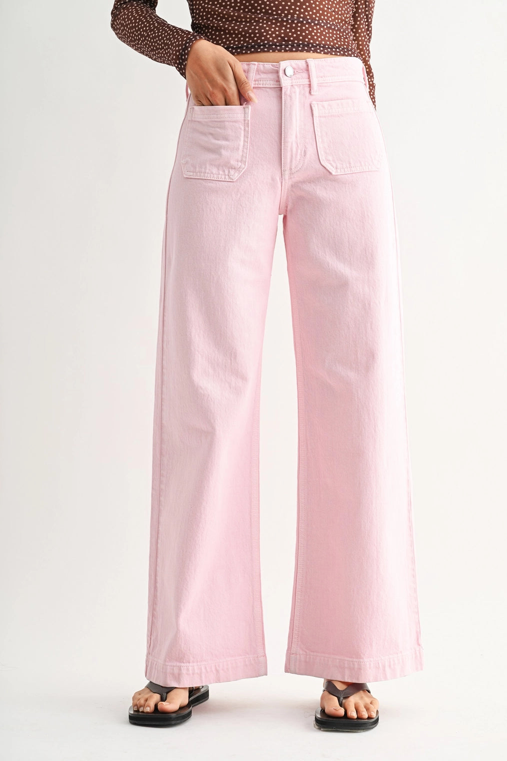 JBD Micro Patch Pocket Wide Leg- Pastel Pink