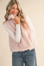 Soft Pink Sherpa Collared Vest