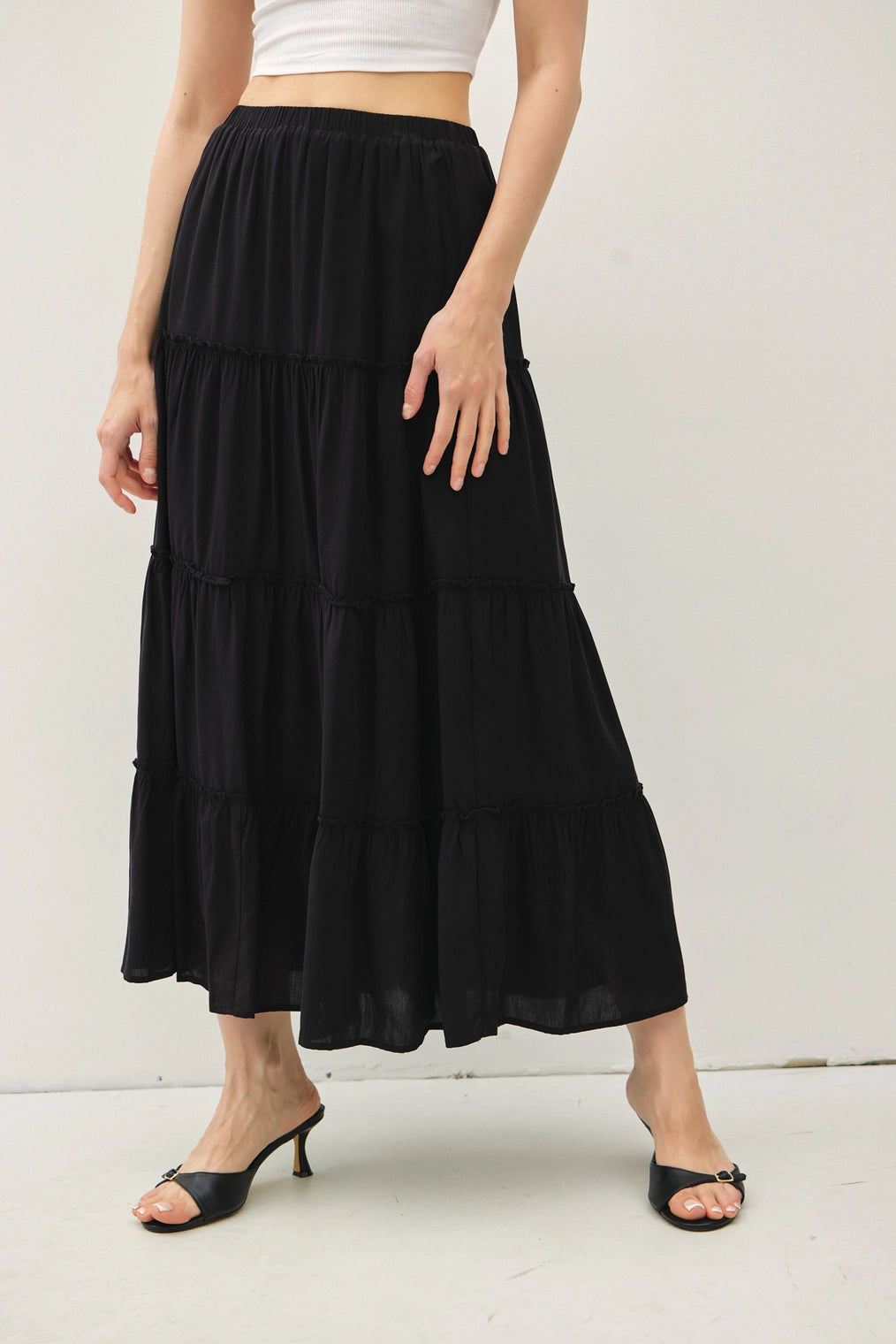 Taylor Tiered Maxi Skirt *available in BLACK or ECRU