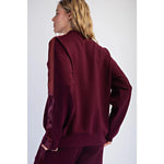 Rae Mode LUXE SATIN Crew Neck AND Straight Pant SET-Dark Cherry
