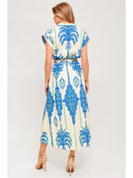 Lala Cap Sleeve Button Down Midi with Tie Waist