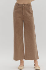 Jess High Waisted Pant with Patch Pocket Front- Saddle Brown