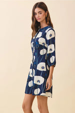 Bold Floral Print Button Down Button Front Dress