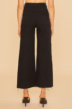 Vera Wide Leg Stretch Patch Pocket Denim- Black