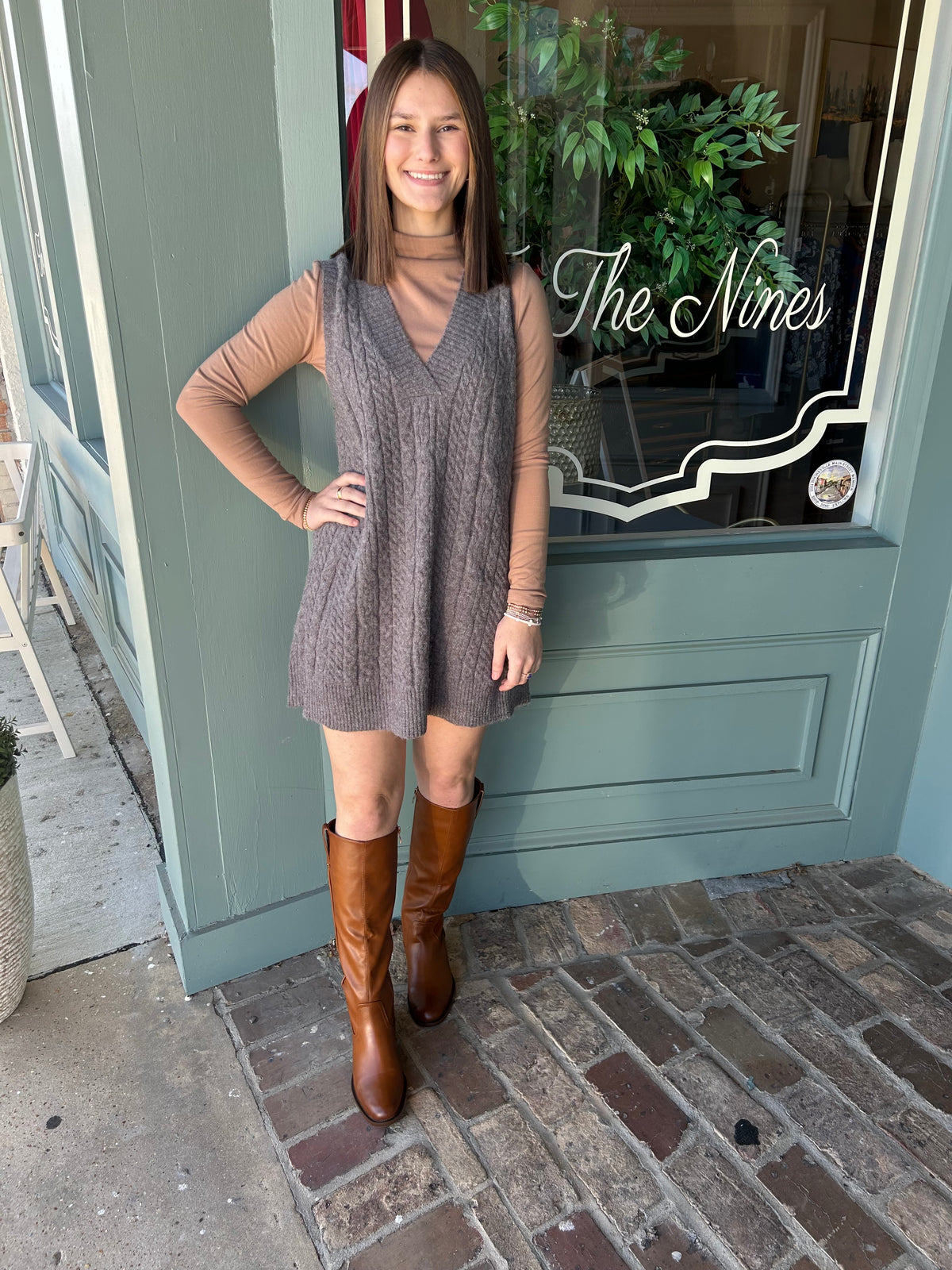 Chunky Cable Knit Sweater Vest Tunic/Mini Dress