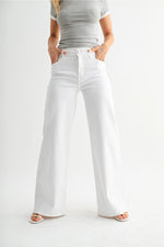 Optic White - Stretchy Full Length Wide Leg by Just Black Denim