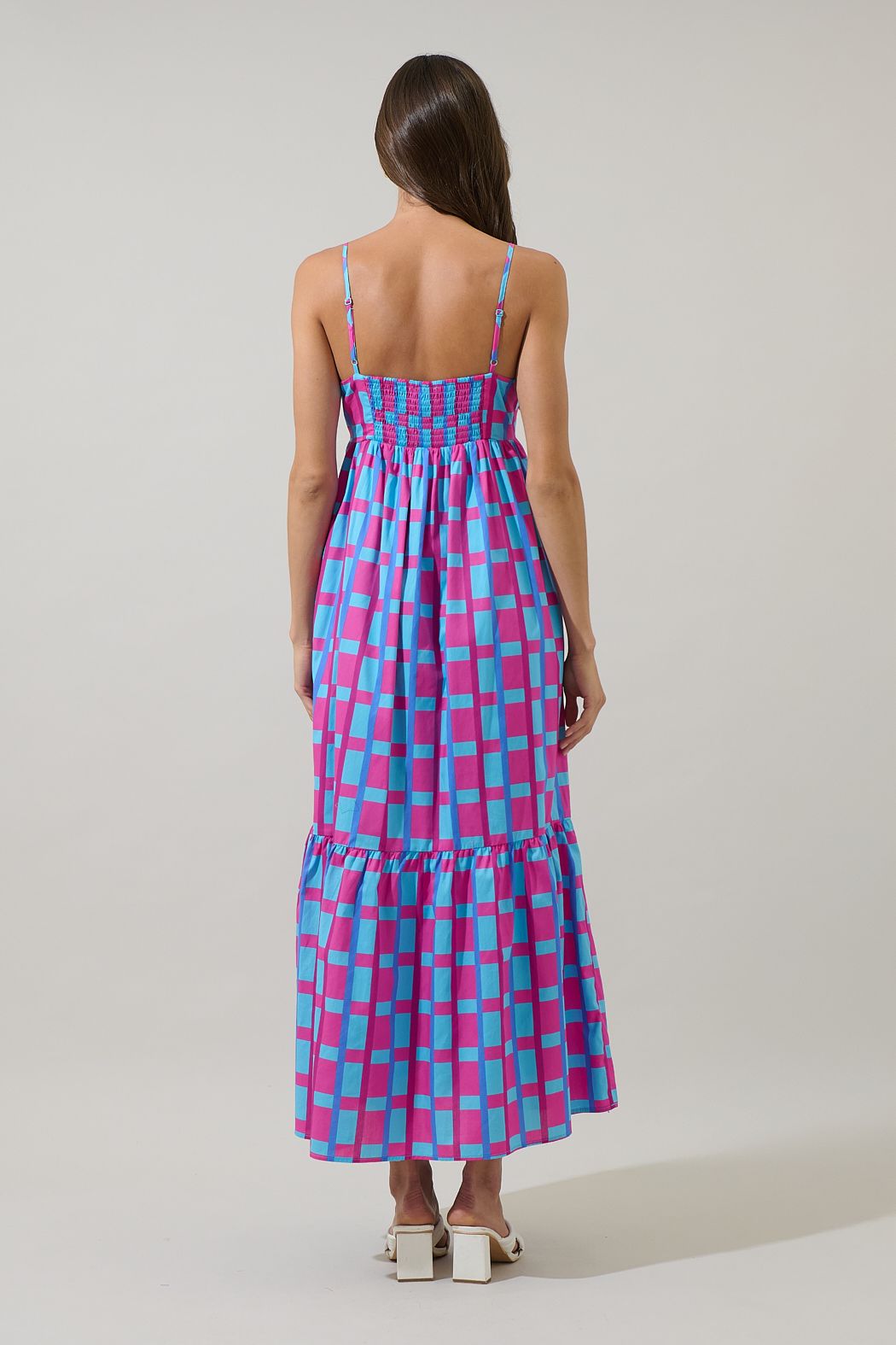 Marvy Checker Cabana Flowy Maxi Dress