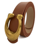 RETRO U-BUCKLE BELT - BROWN