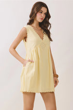 Alice Scalloped Lace Trim Detail Babydoll Dress - Butter Yellow