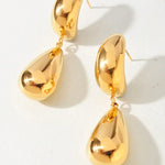 GOLD CRESCENT AND TEARDROP STATEMENT EARRING