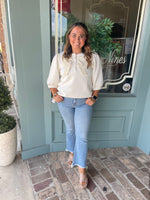 Quilted Texture Bow Ivory Top