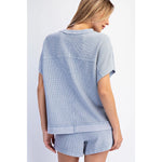 Rae Mode Mineral Washed Honeycomb Oversized Tee & Wide Leg Pants- SET -Powder Blue