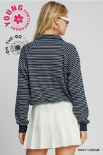 Navy Stripe Snap Button Pullover - XS - L