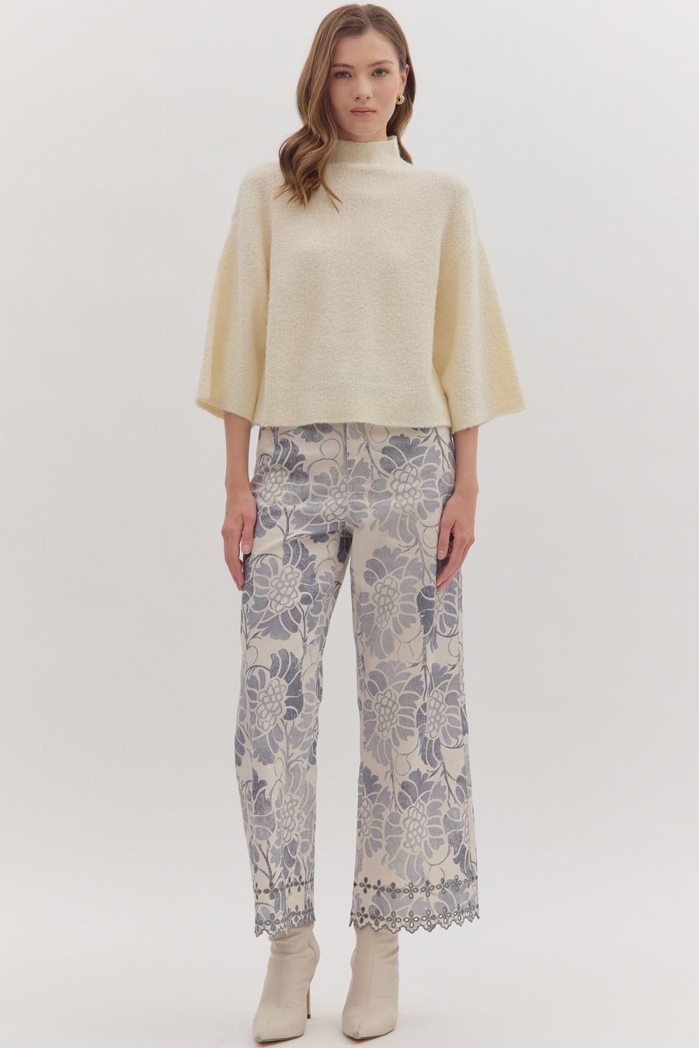 CREAM MOCK NECK SWEATER