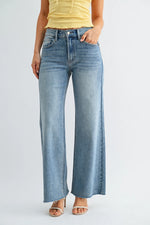 Just USA Long Length Scissor Cut Wide Leg - Medium Denim