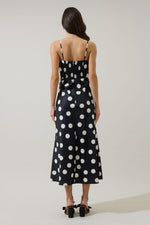 Derba Polka Dot Pleated Satin Midi Dress ( XS-XL)