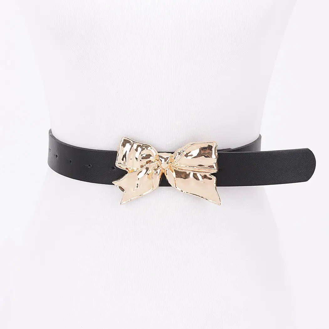 Gold Ribbon Buckle Belt -Pink 🩷 Red ❤️ or Black🖤