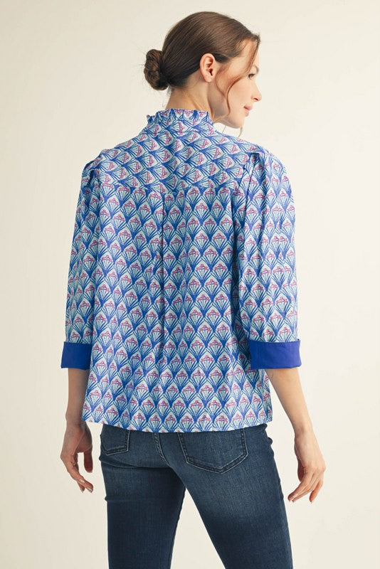 Nila Contrast Accent Boho Floral Top