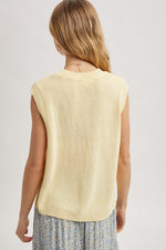 Saco Lobster Embroidered Sweater Vest- Butter/Navy