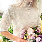 TEXTURED PUFF SHORT SLEEVE SWEATER