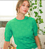 TEXTURED PUFF SHORT SLEEVE SWEATER
