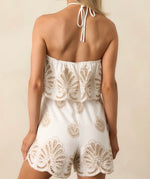 Islander Ivory Cotton Embroidered Eyelet Halter Romper