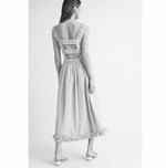 Lilac Square Neck Smocked Bodice Midi Dress with Double Smocked Open Back Straps