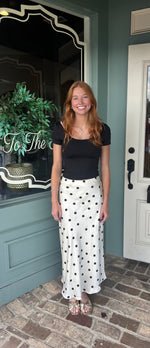SATIN POLKA DOT MIDI SKIRT WITH SIDE ZIPPER