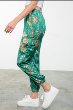 FLORAL SATIN JOGGERS