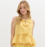 Lemon Peplum Top with Scallop Edge