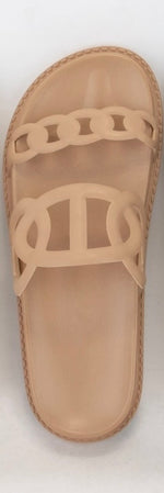 Avo Chain Motif Design Double Strap Slip on Sandal