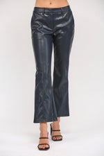 Navy Faux Leather Pants by FATE