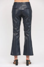Navy Faux Leather Pants by FATE